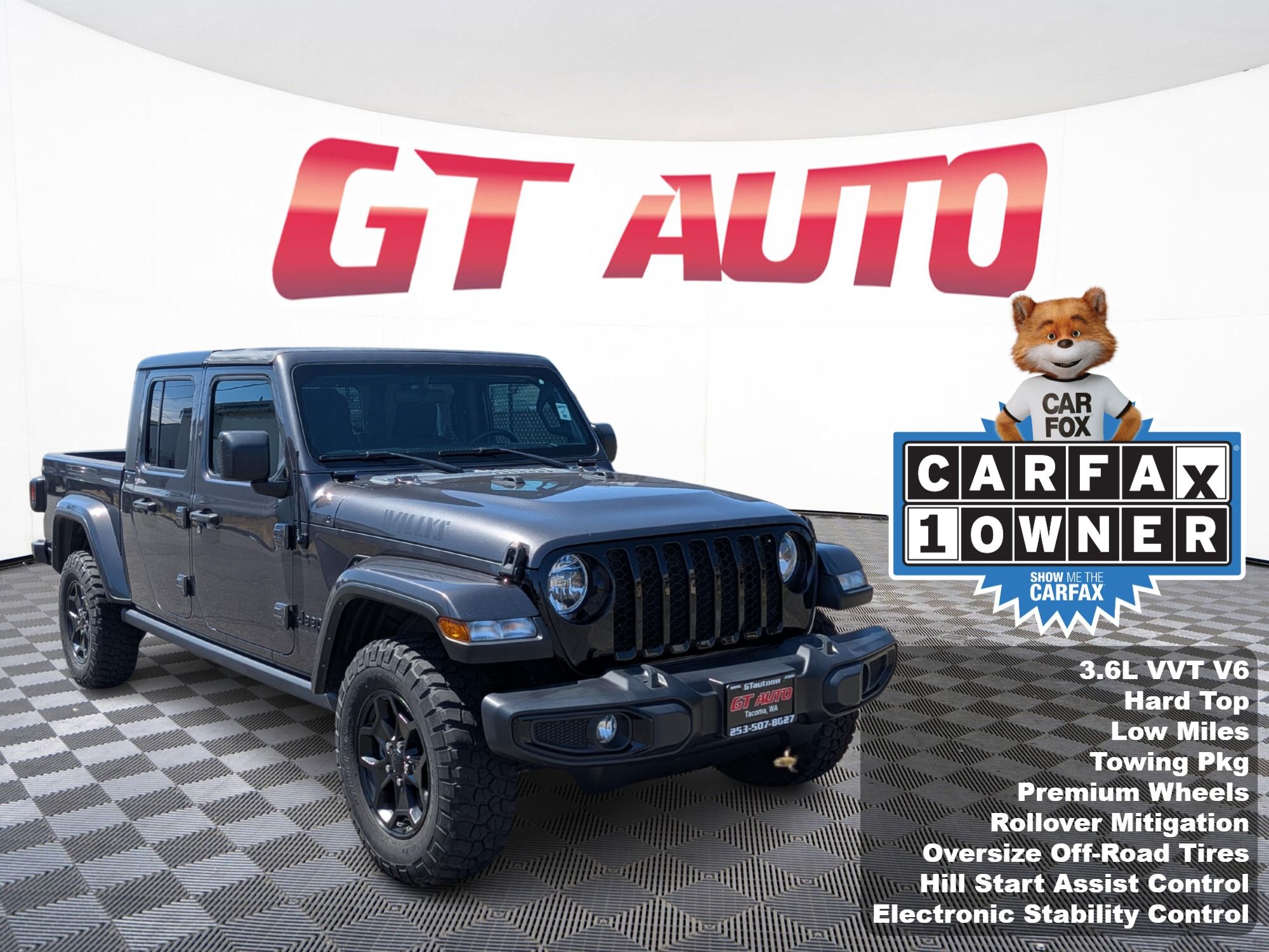 Gray (Granite Crystal Metallic Clear Coat) 2021 Jeep Gladiator Pickup Truck Four-Wheel Drive Manual