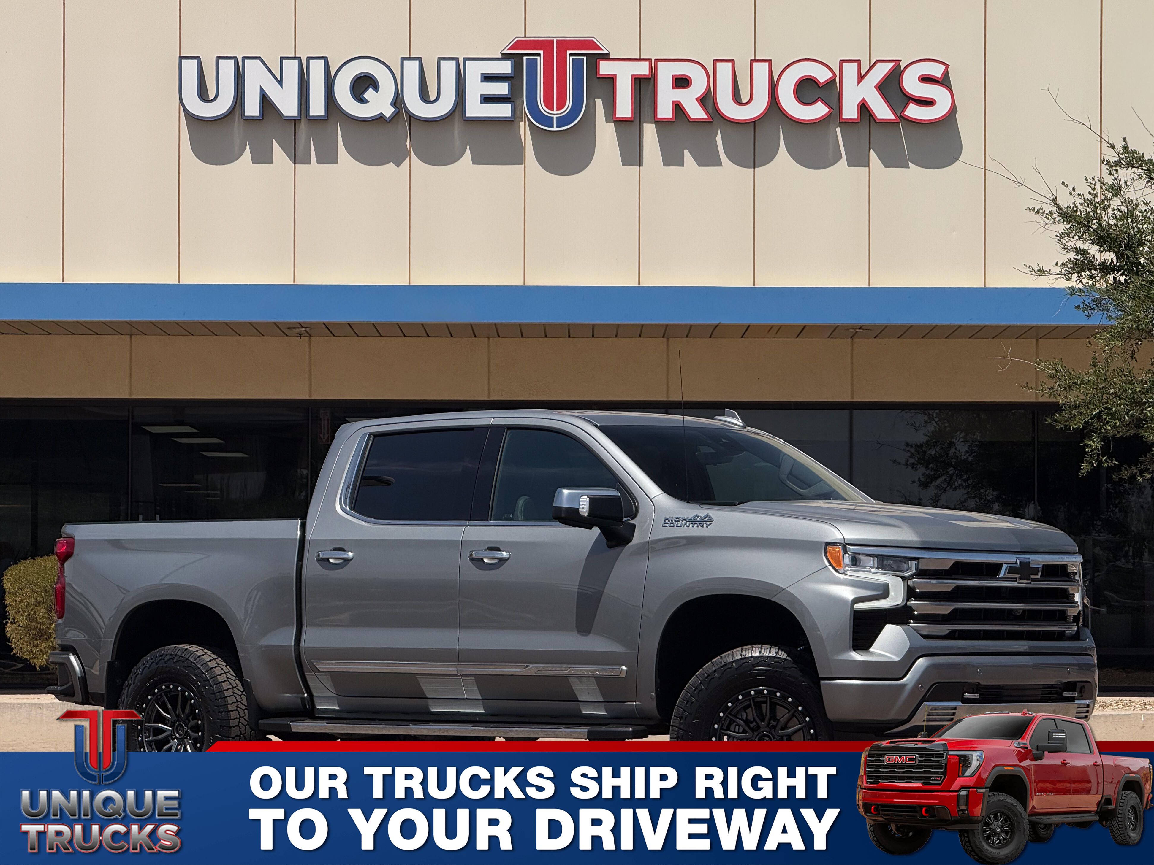 Sterling Gray Metallic 2024 Chevrolet Silverado 1500 High Country Crew Cab 4WD Pickup Truck Four-Wheel Drive Automatic