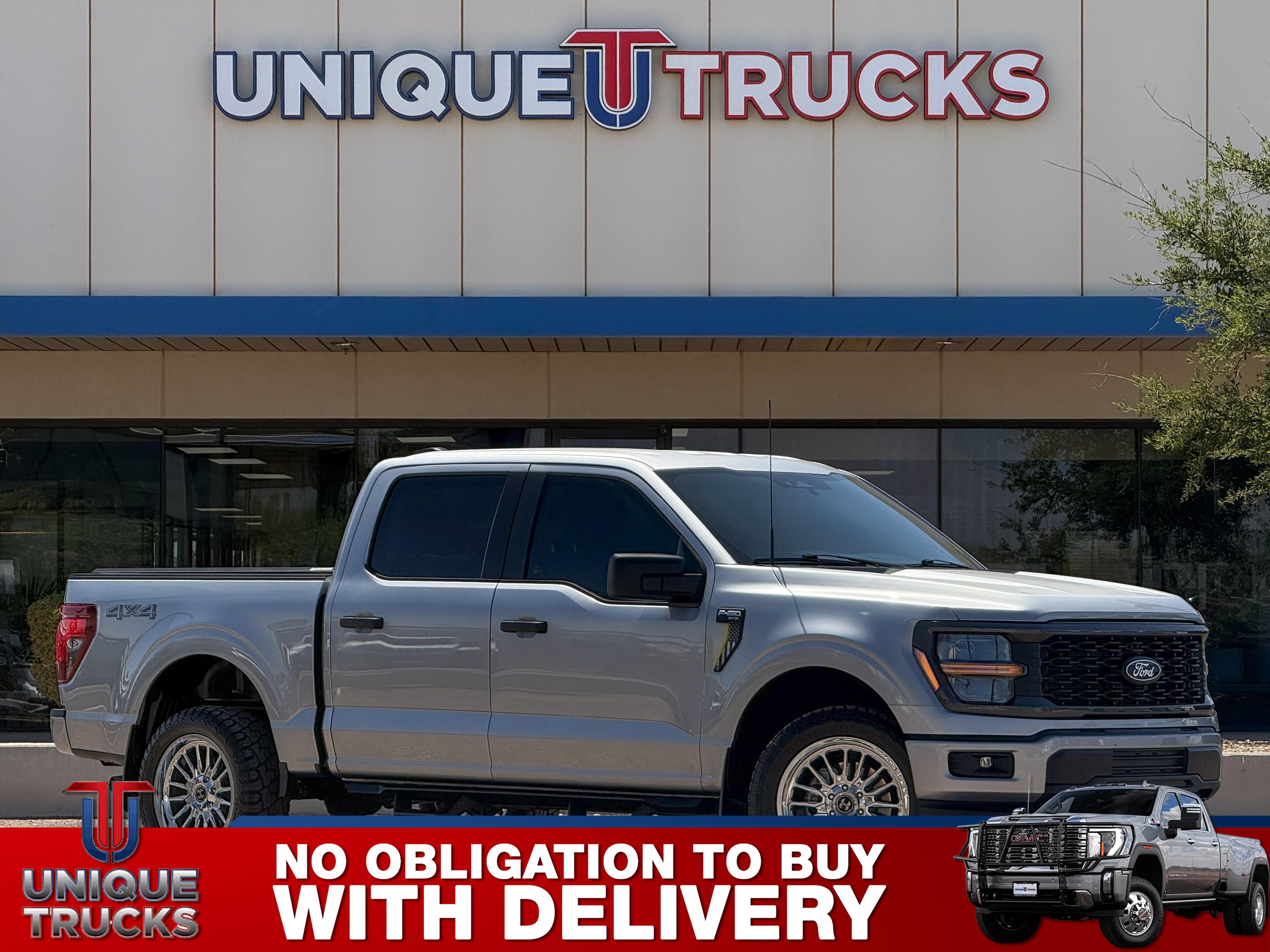 Iconic Silver 2024 Ford F-150 STX SuperCrew 4WD Pickup Truck Four-Wheel Drive Automatic