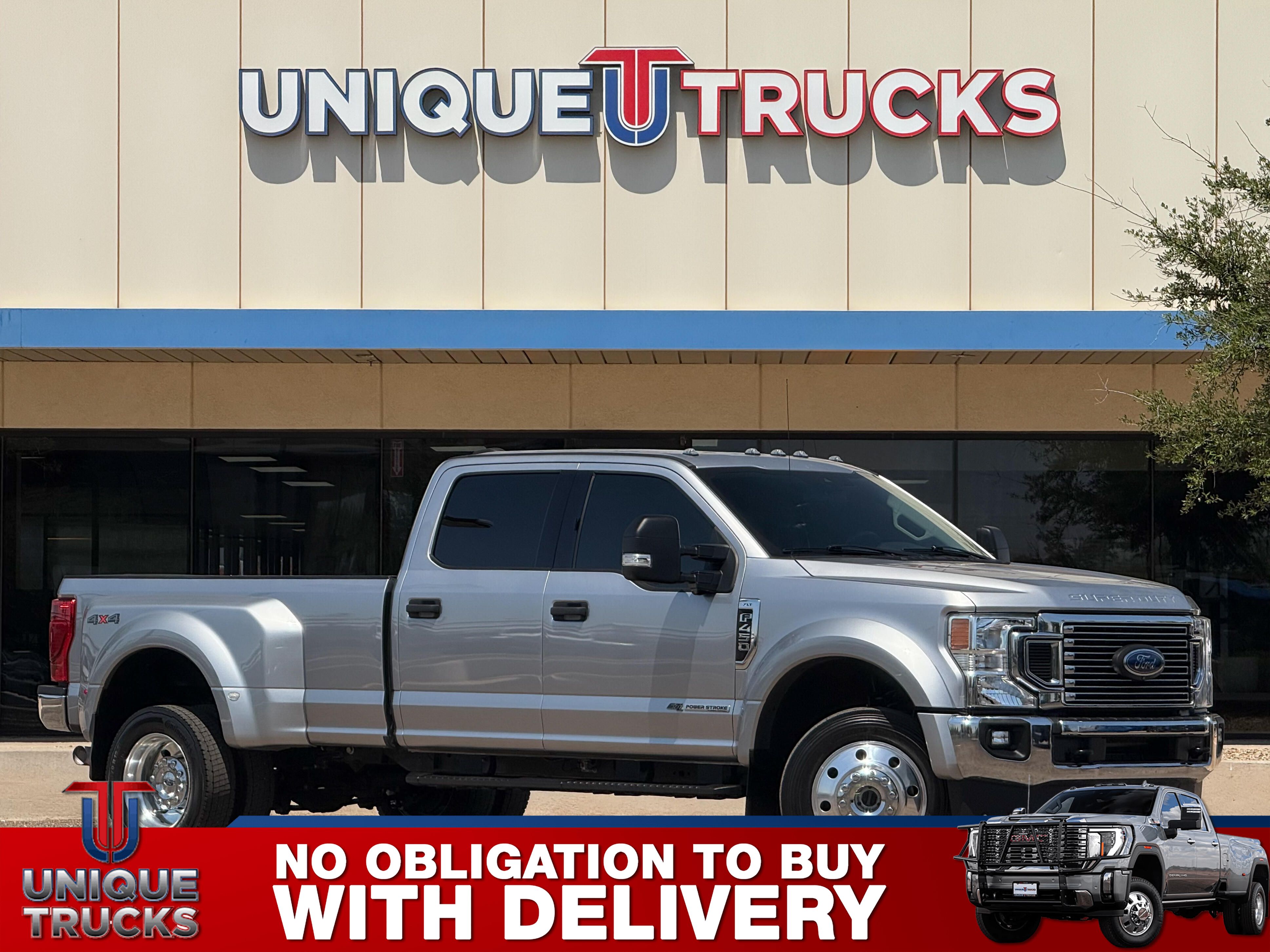Iconic Silver 2020 Ford F-450 Super Duty Pickup Truck Four-Wheel Drive Automatic