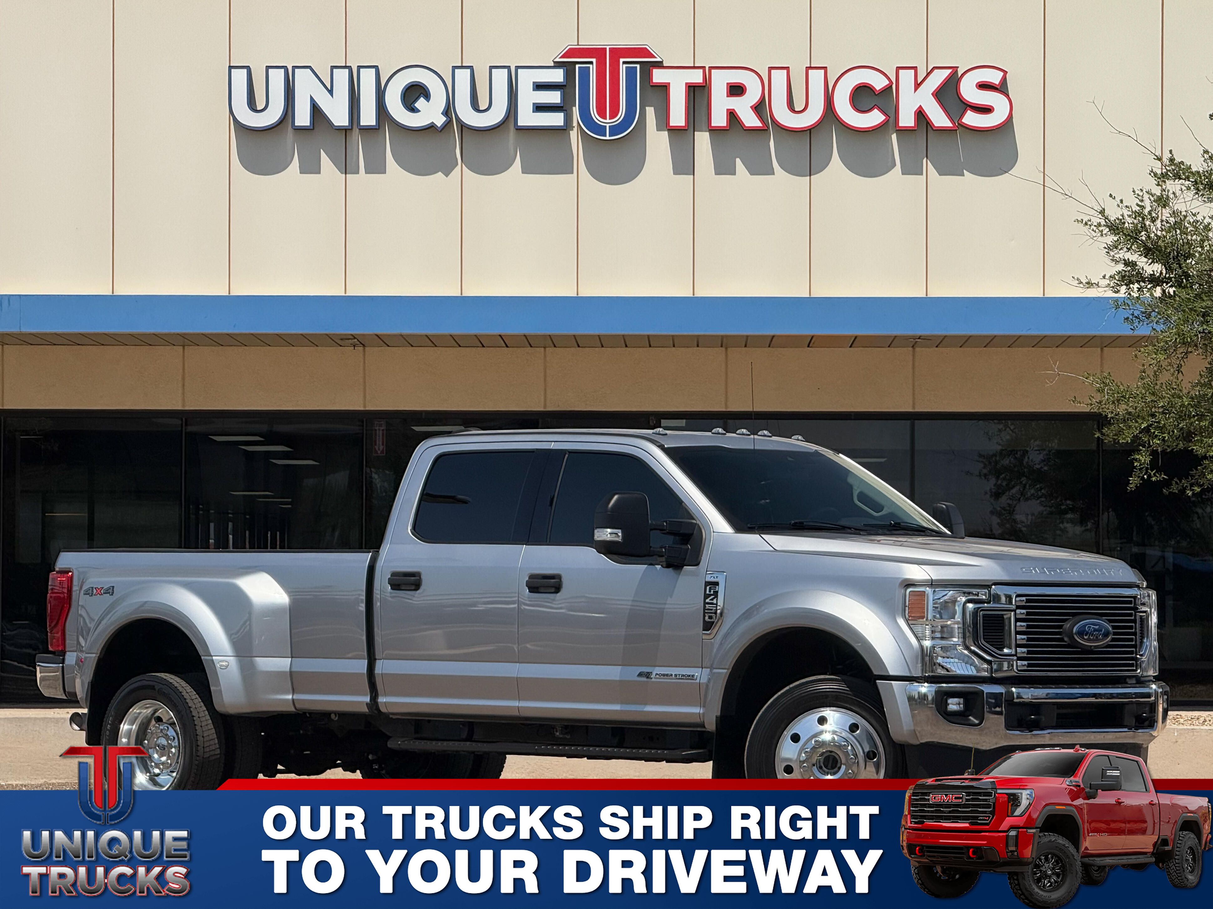 Iconic Silver 2020 Ford F-450 Super Duty Pickup Truck Four-Wheel Drive Automatic