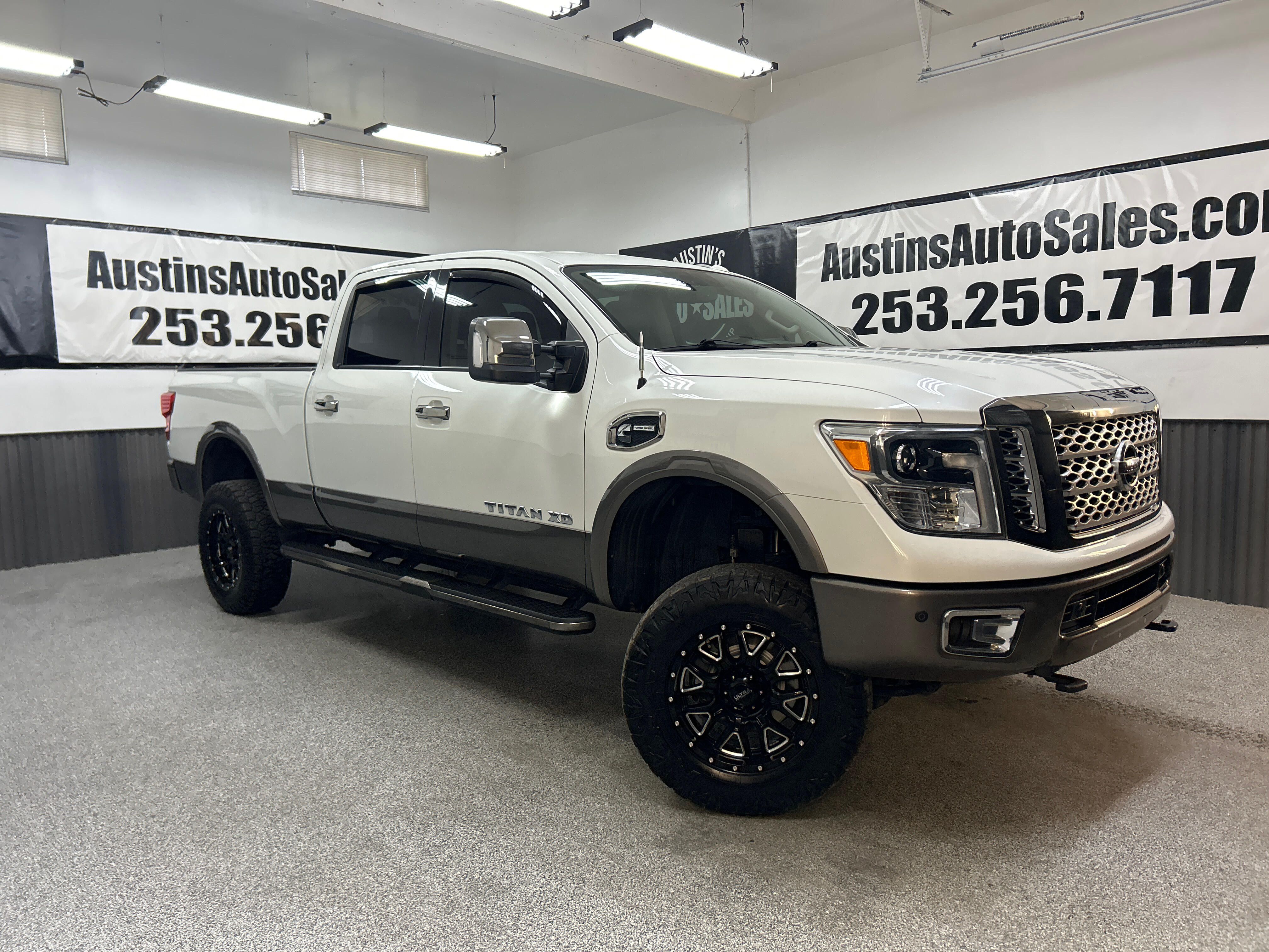 Pearl White 2016 Nissan Titan Pickup Truck Four-Wheel Drive Automatic