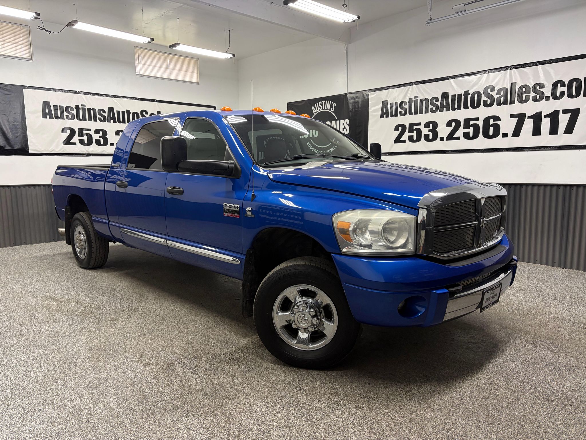 Electric Blue Pearlcoat 2007 Dodge RAM 3500 Pickup Truck Four-Wheel Drive Automatic