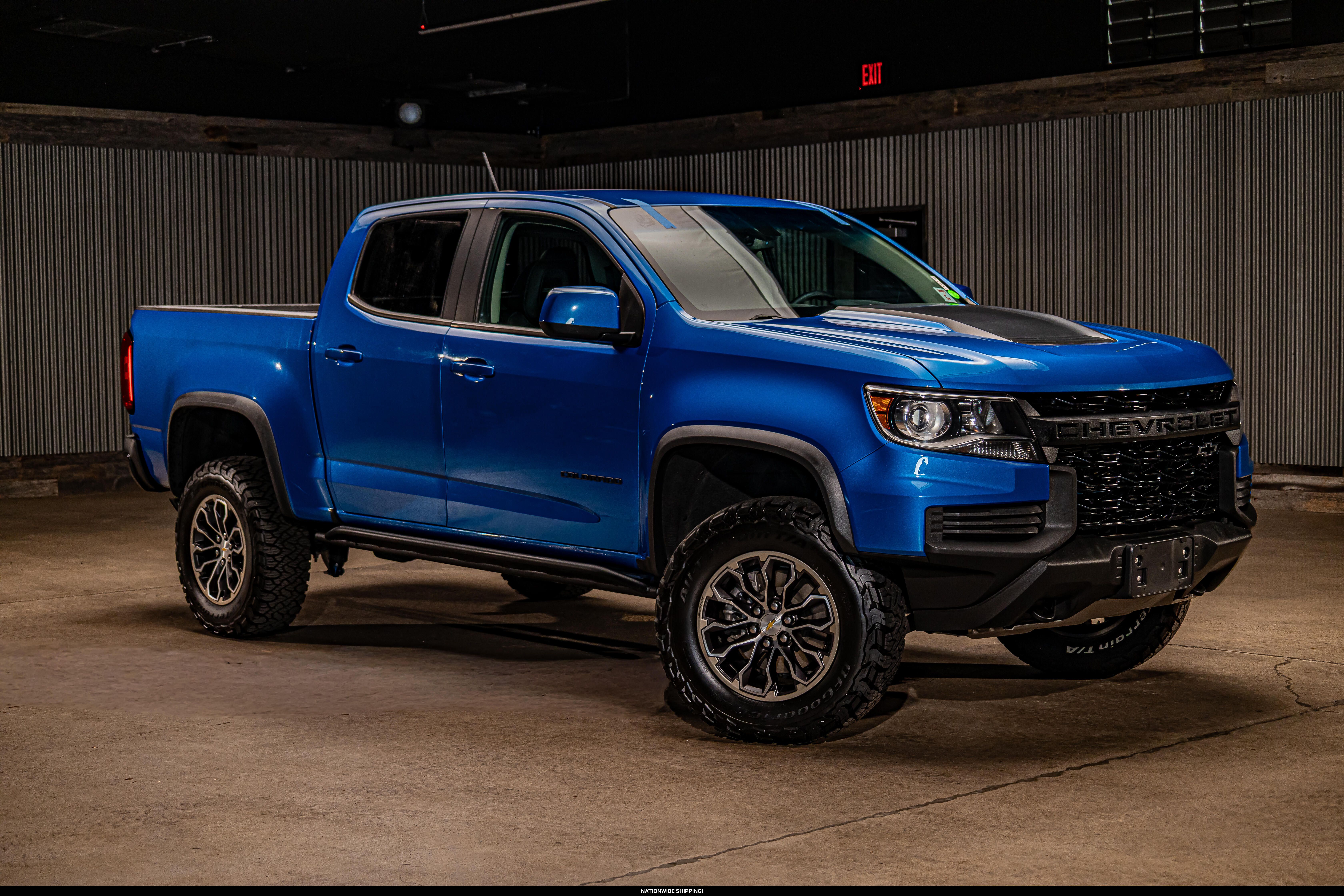 Bright Blue Metallic 2021 Chevrolet Colorado Pickup Truck Four-Wheel Drive Automatic