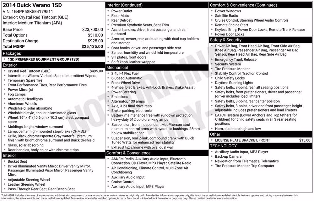 2014 Buick Verano Base Image 40