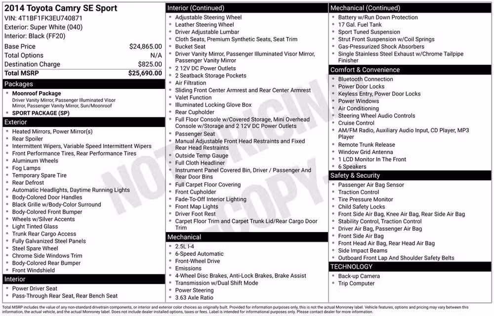 2014 Toyota Camry SE Sport Image 36