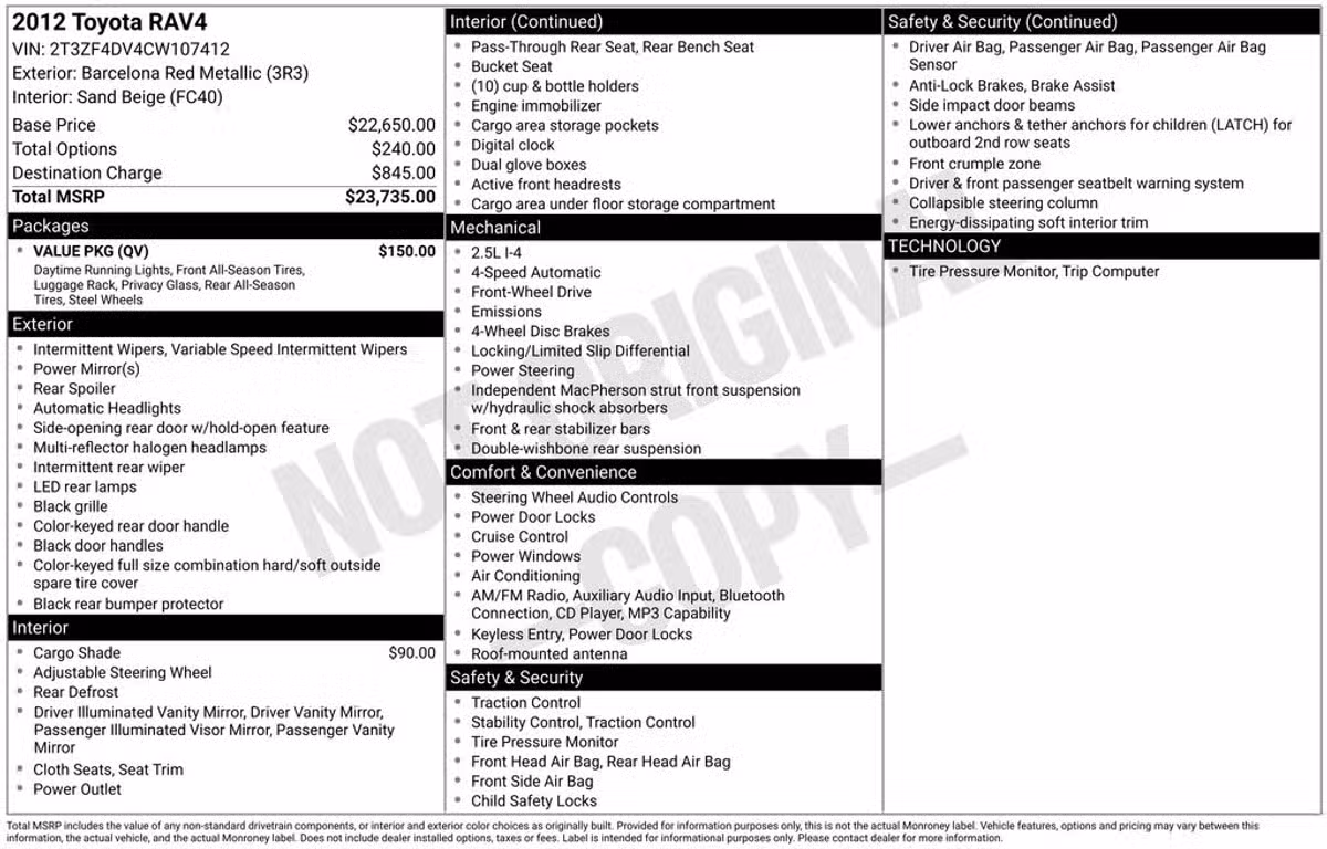 2012 Toyota RAV4 Base Image 35