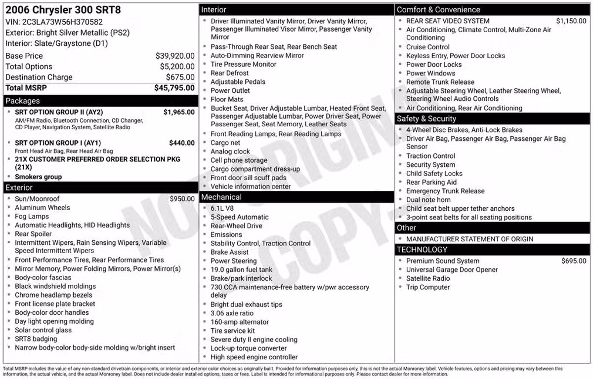 2006 Chrysler 300 SRT-8 Image 40