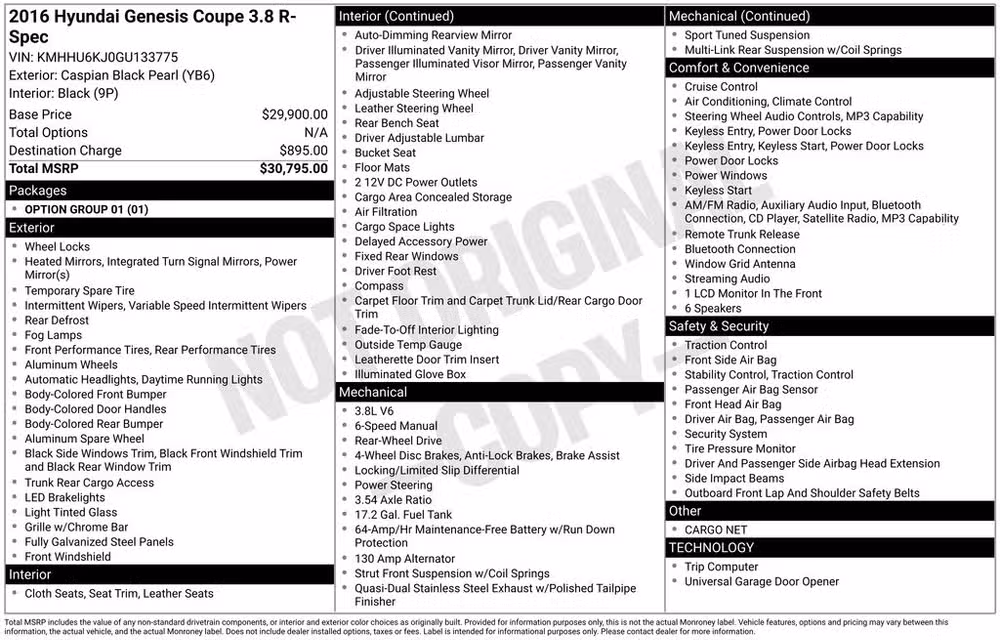 2016 Hyundai Genesis Coupe 3.8 R-Spec Image 7