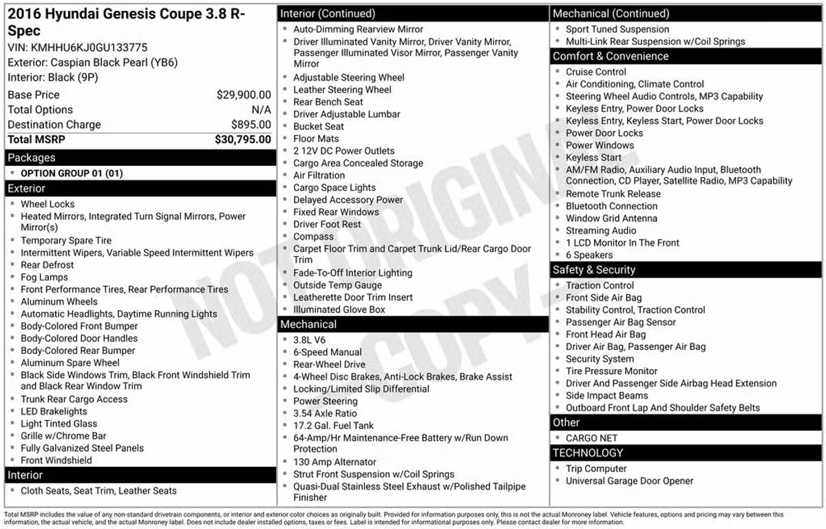 2016 Hyundai Genesis Coupe 3.8 R-Spec Image 7