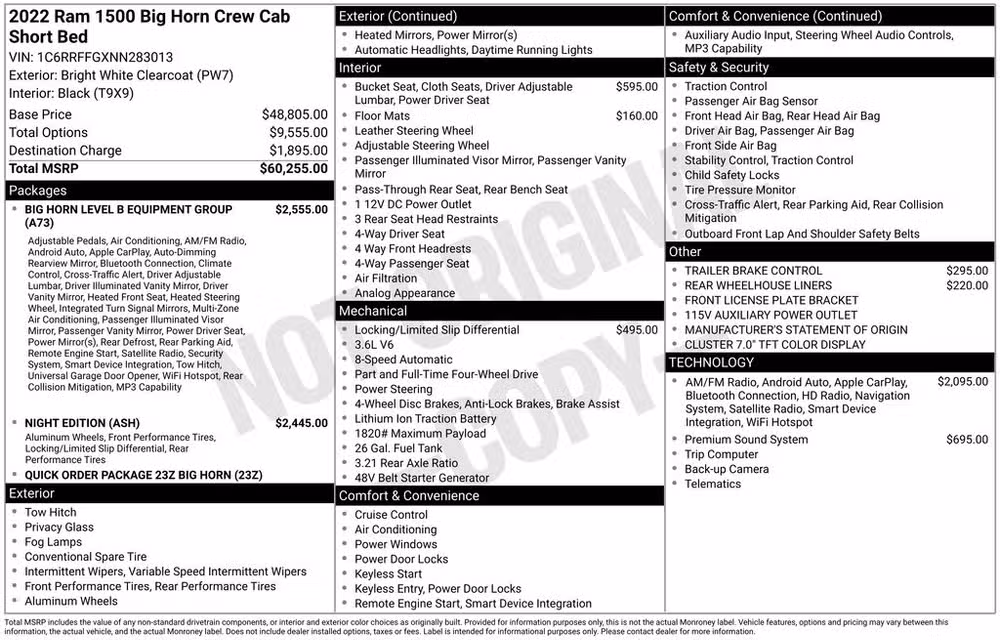 2022 Ram 1500 Big Horn Crew Cab Image 8