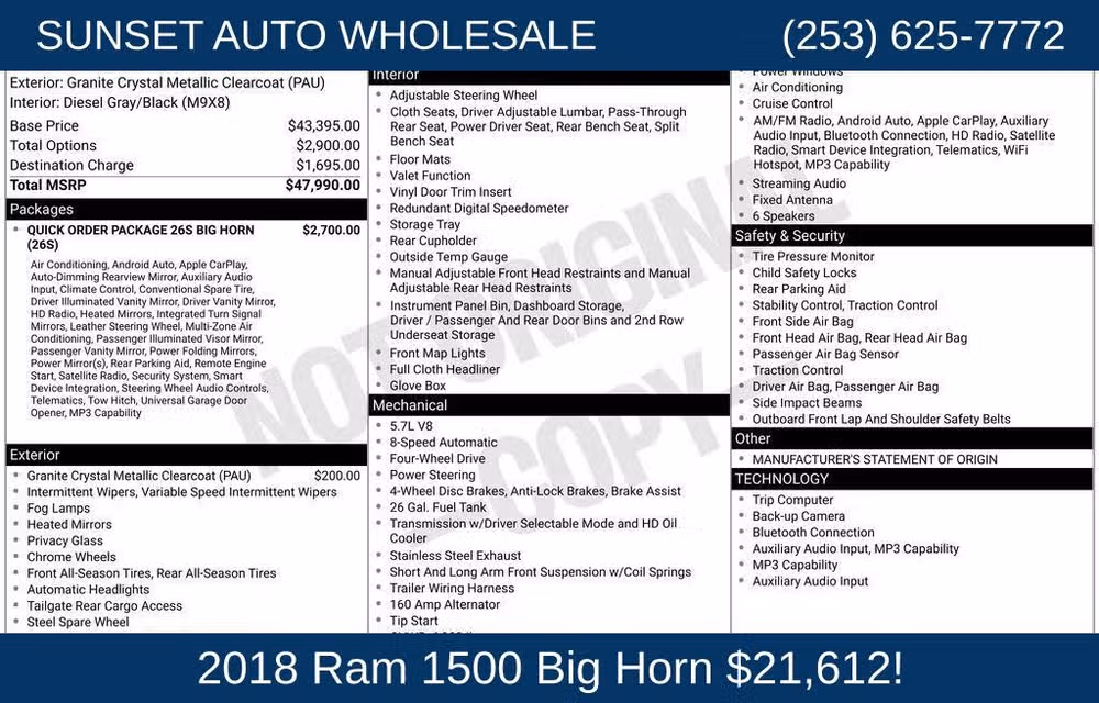 2018 Ram 1500 Big Horn Crew Cab Image 85