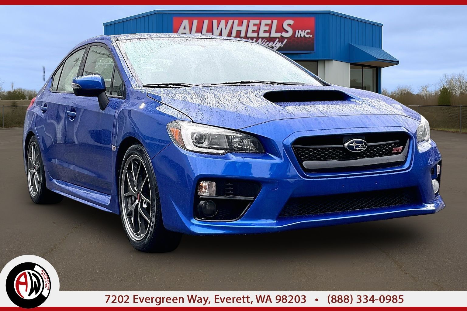 Blue 2016 Subaru WRX STI Limited with Wing Spoiler Sedan All-Wheel Drive Manual