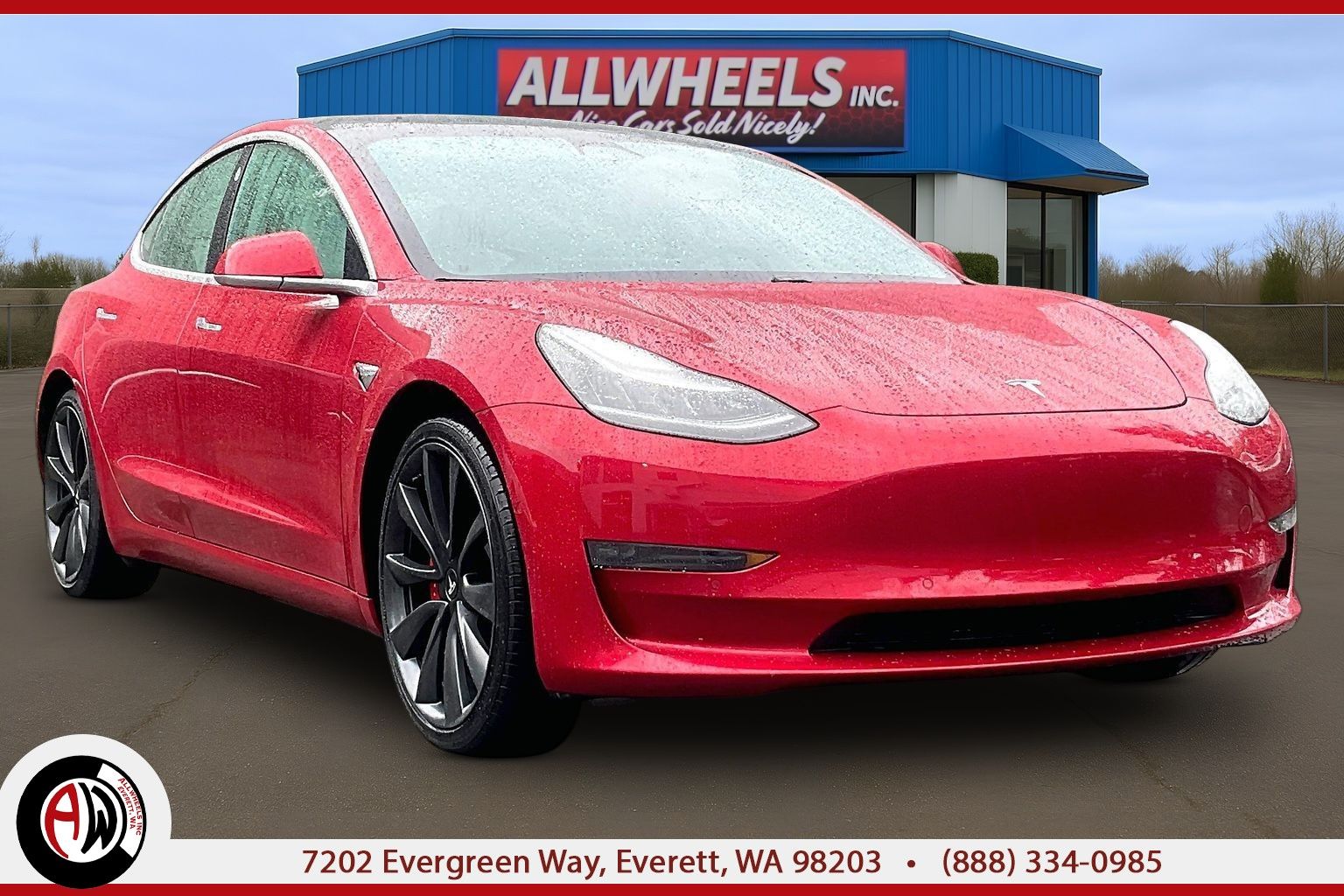 Red 2020 Tesla Model 3 Performance AWD Sedan All-Wheel Drive Automatic