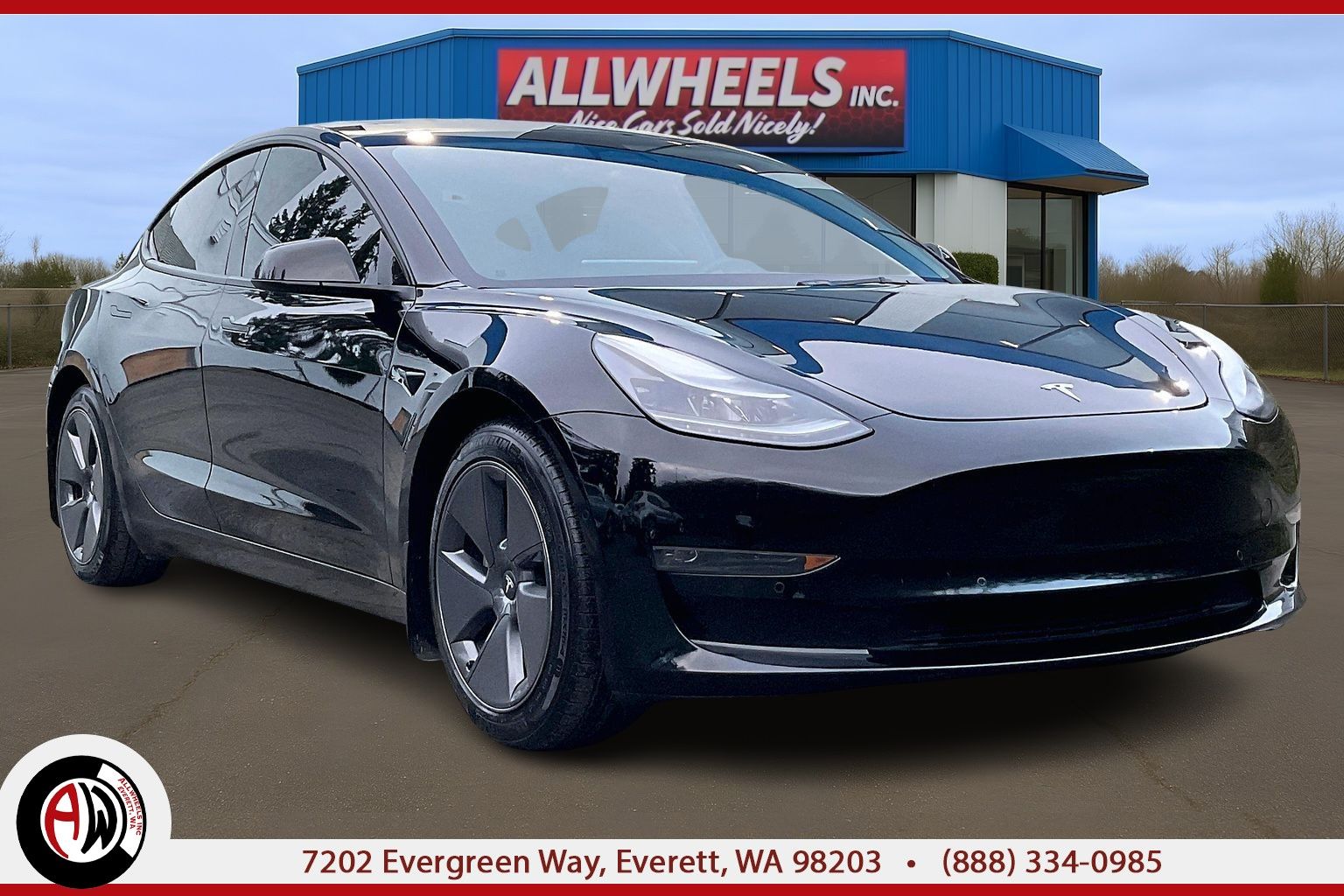Black 2022 Tesla Model 3 Sedan All-Wheel Drive Automatic