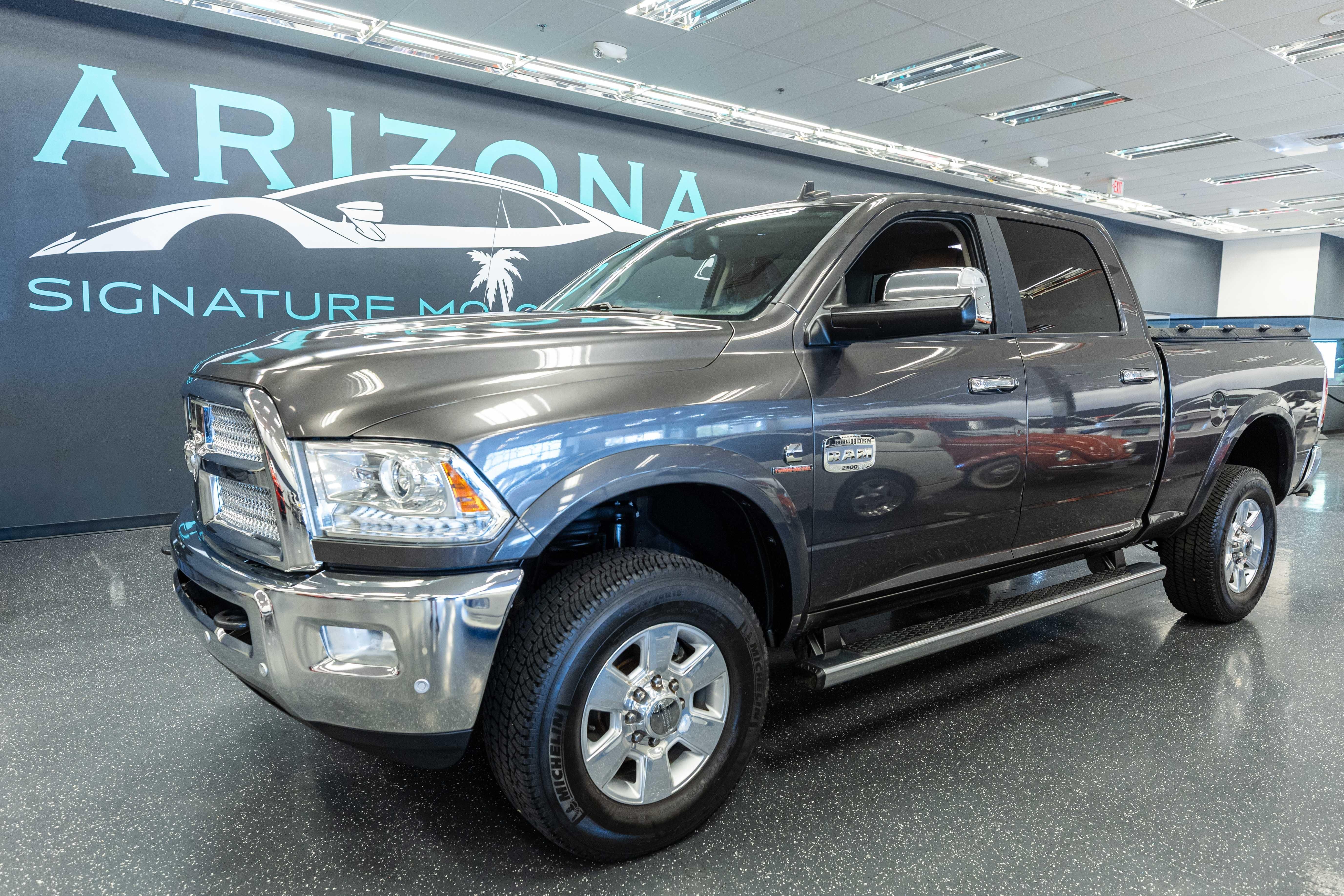 Gray (Granite Crystal Metallic Clear Coat) 2016 RAM 2500 Laramie Longhorn Crew Cab 4WD Pickup Truck Four-Wheel Drive Automatic