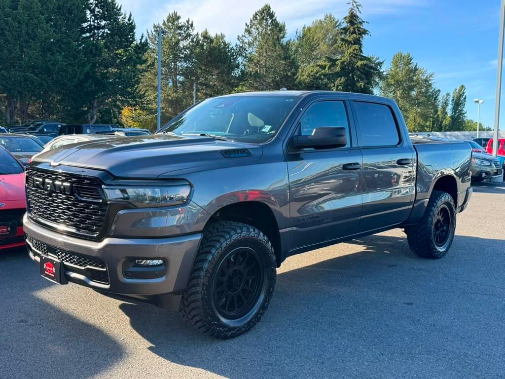 Gray (Granite Crystal Metallic Clear Coat) 2025 RAM 1500 Tradesman Crew Cab 4WD Pickup Truck Four-Wheel Drive Automatic
